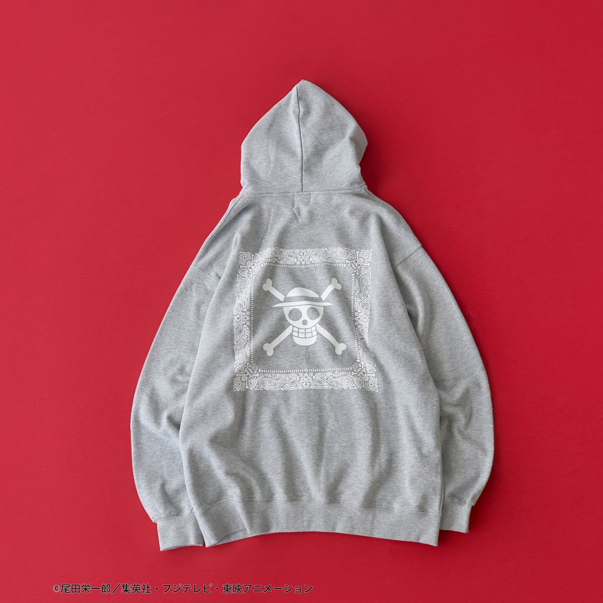 One Piece Luffy Printed Pullover Hoodie Medium Gray