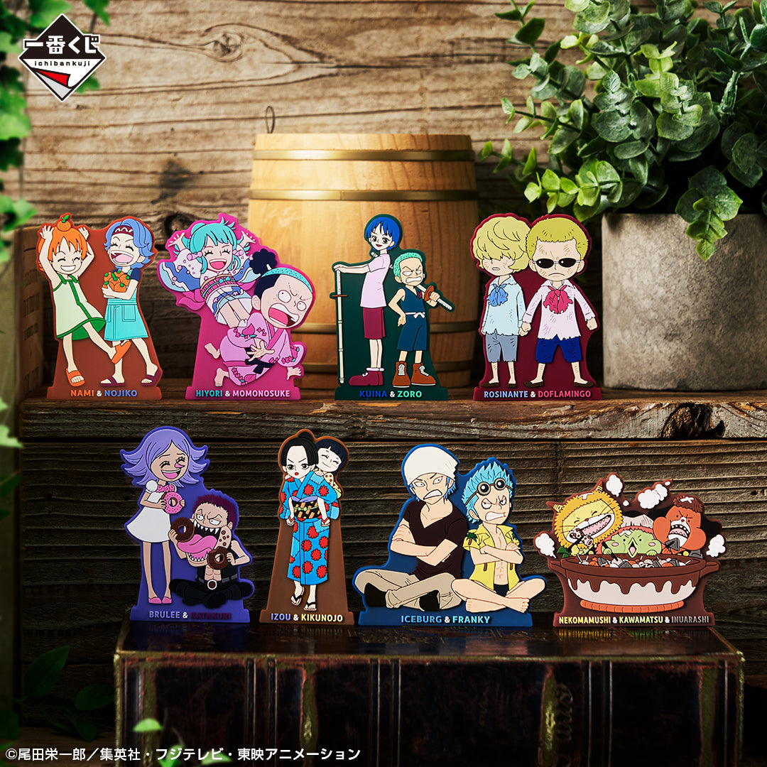 ONE PIECE ICHIBAN KUJI EMOTIONAL STORIES 2 PRIZE I REVIBLE MOMENT - RUBBER STAND COLLECTION FULL SET 8 Pcs