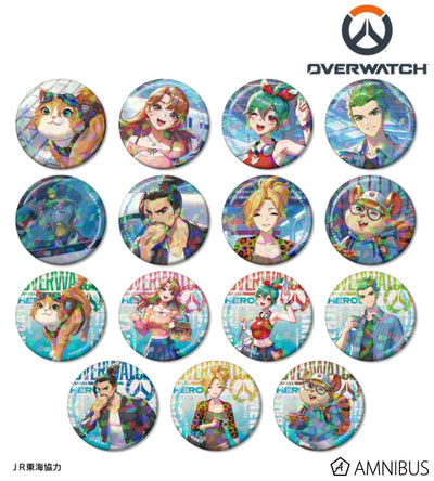 Overwatch 2 Travel Ver. Trading Holographic Can Badges Complete Set Of 15 Types - complete collection overview