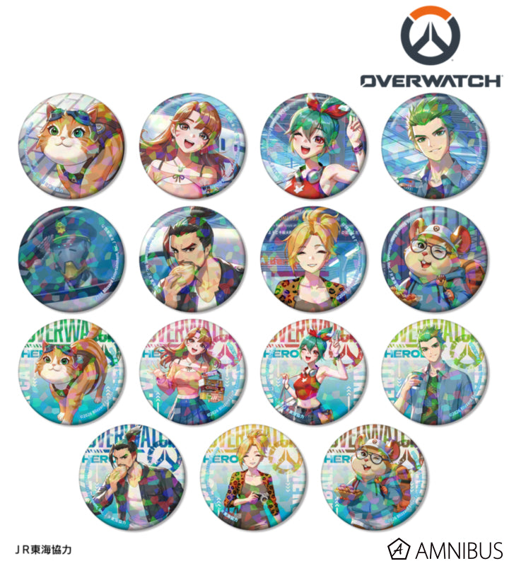 Overwatch 2 Travel Ver. Trading Holographic Can Badges Complete Set Of 15 Types - complete collection overview