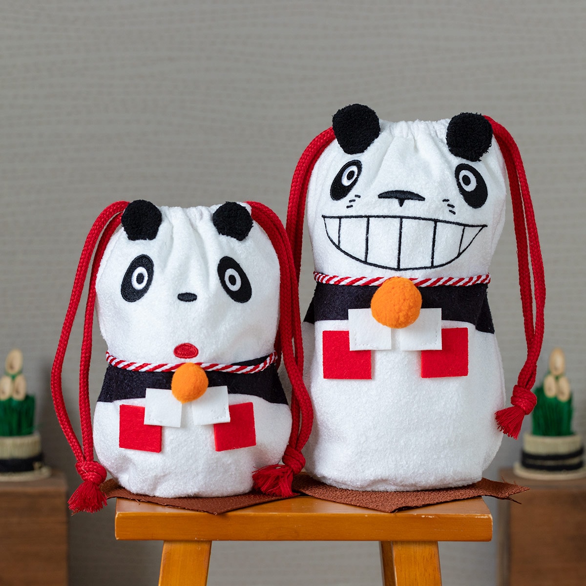 Panda! Go Panda! Kagami Mochi Drawstring Pouches (2 Types) - Panny - official view 7