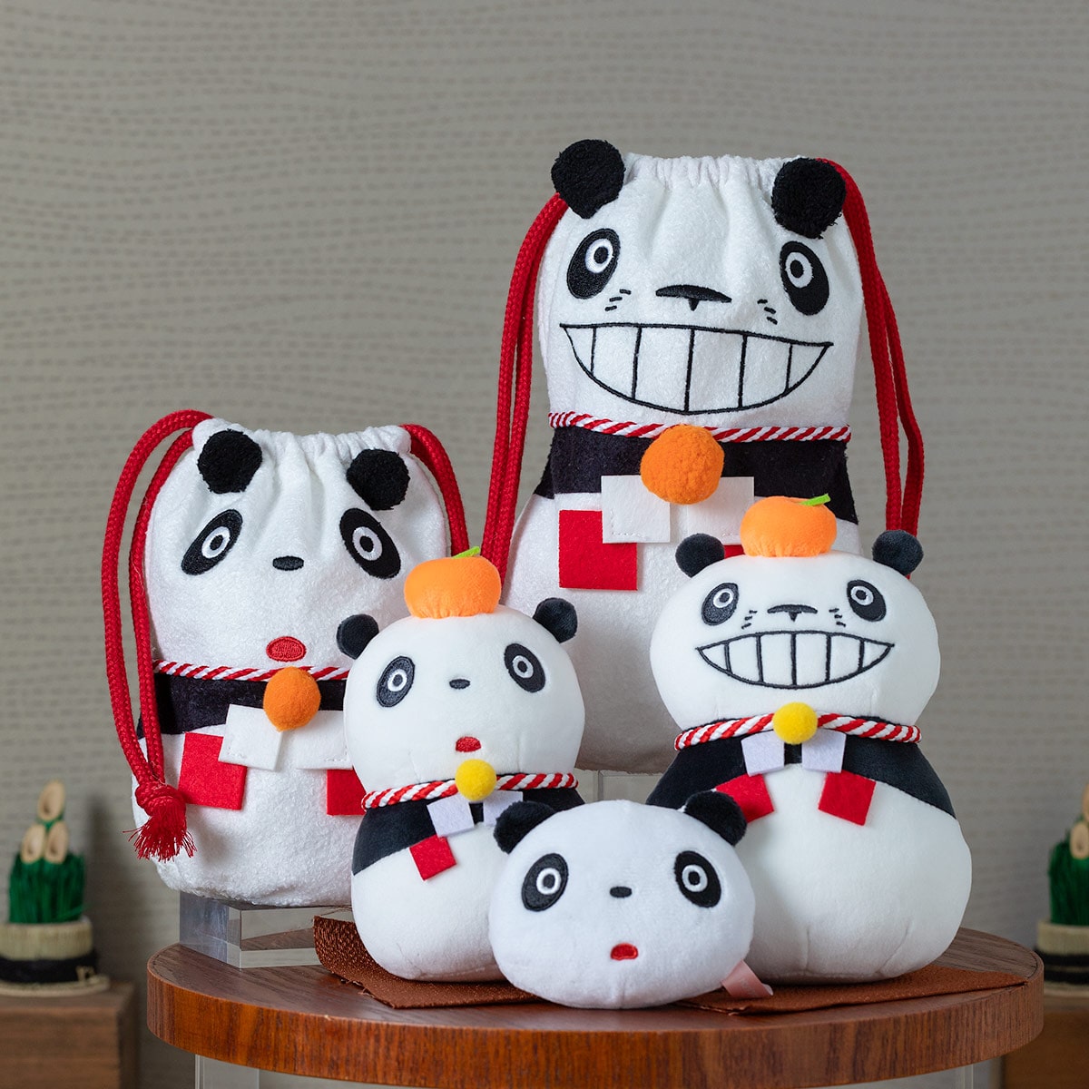 Panda! Go Panda! Kagami Mochi Drawstring Pouches (2 Types) - Panny - official view 10