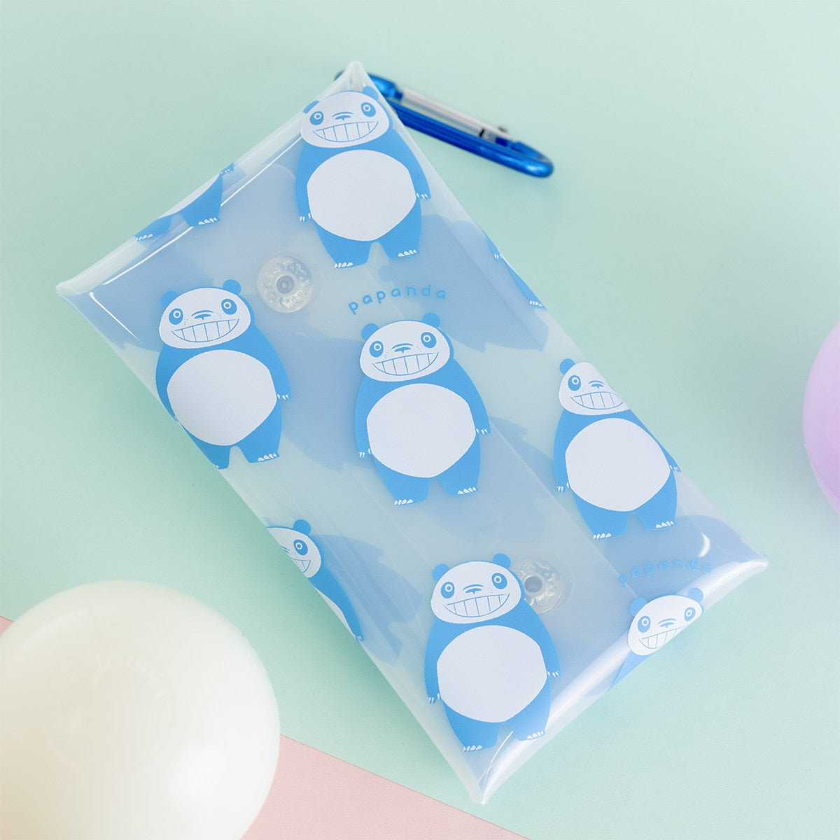Panda! Go Panda! Multi Clear Cases (2 Types) - Papanda - Milky Blue - official view 10
