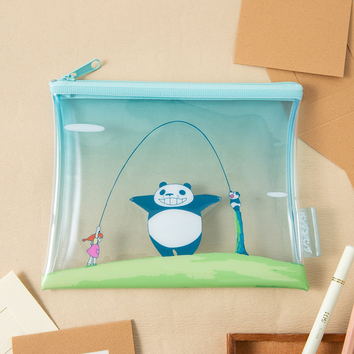 Panda! Go Panda! PVC Zip Pouches (3 Types) - Translucent Jump Rope - official view 1