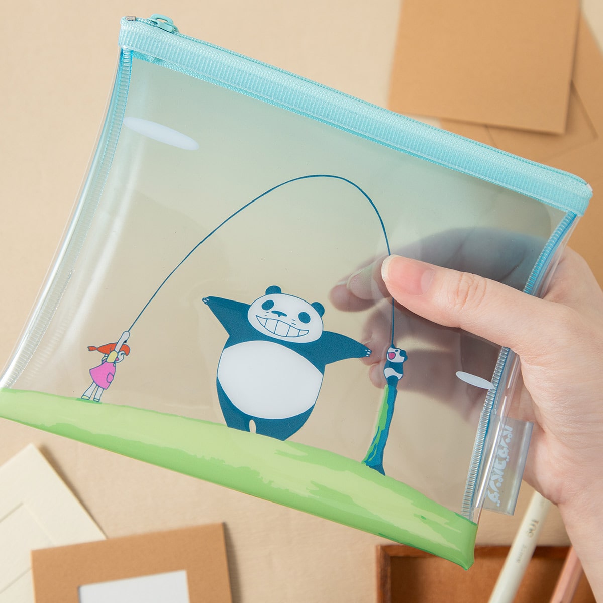 Panda! Go Panda! PVC Zip Pouches (3 Types) - Translucent Jump Rope - official view 2