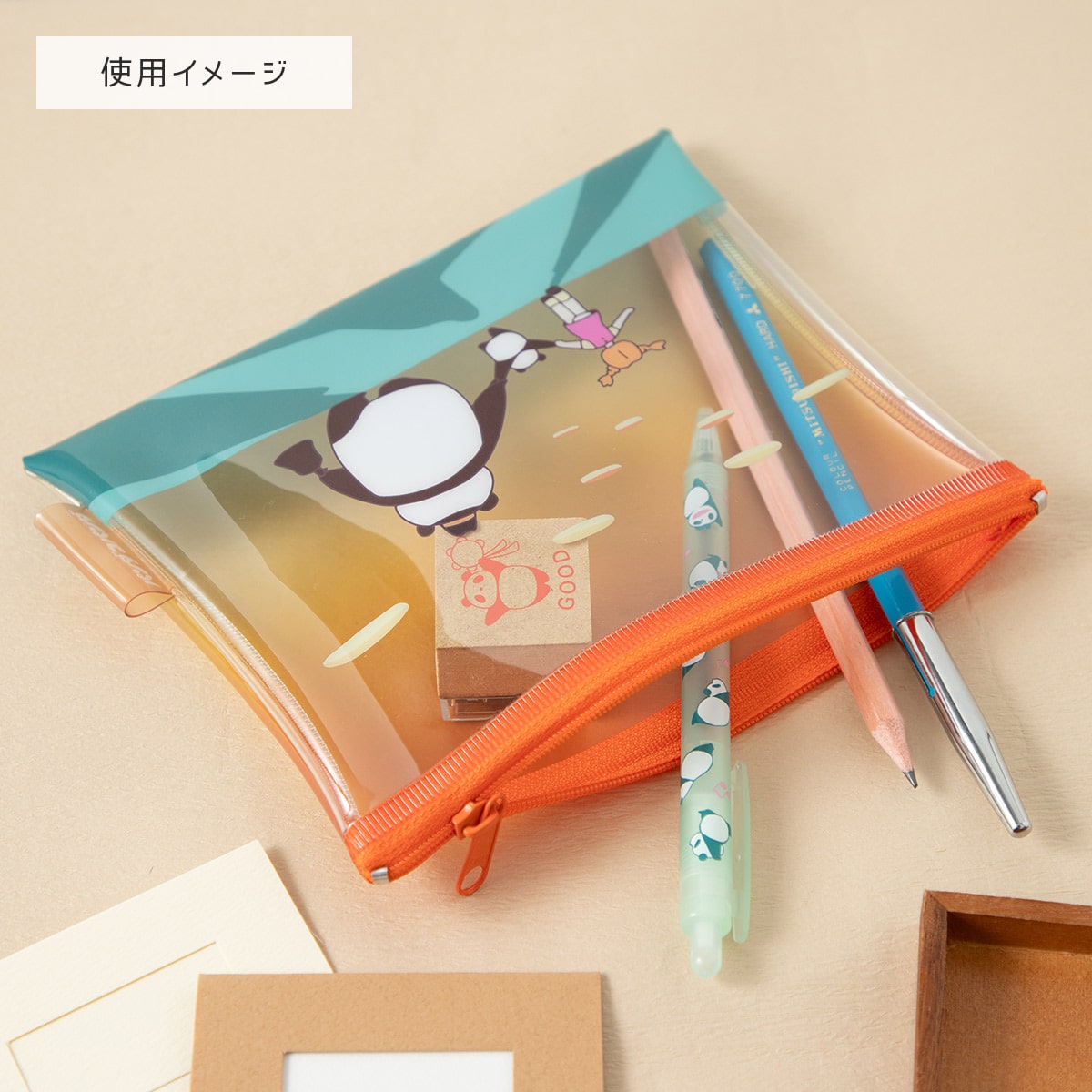 Panda! Go Panda! PVC Zip Pouches (3 Types) - Translucent Sunset - official view 10