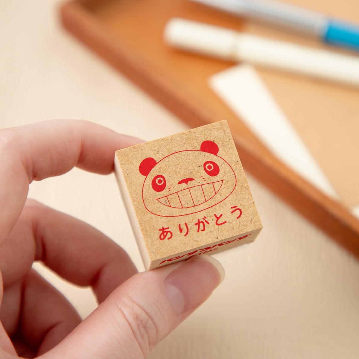 Panda! Go Panda! Self-Inking Message Stamps (2 Types) - Papanda Thank You - Red - official view 2