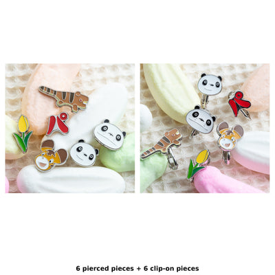Panda! Go Panda! Six-Piece Earring Sets (2 Types) - Complete Set