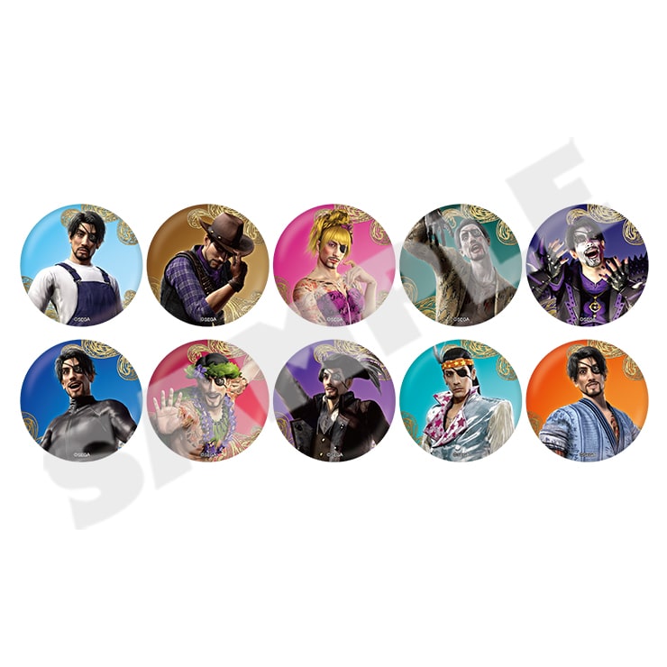 Like a Dragon: Pirate Yakuza in Hawaii - Majima Outfit Tin Badges A — all ten designs