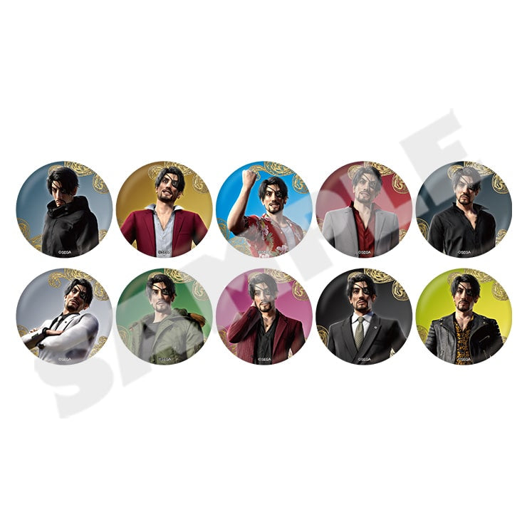 Like a Dragon: Pirate Yakuza in Hawaii - Majima Outfit Tin Badges B — all ten designs
