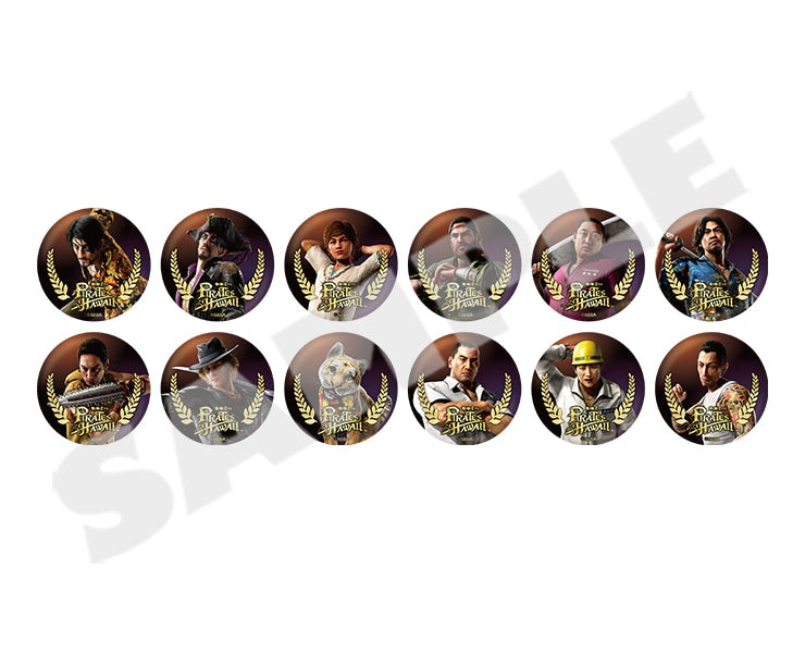Pirate Yakuza in Hawaii — 12 possible metal badge designs; one random badge supplied