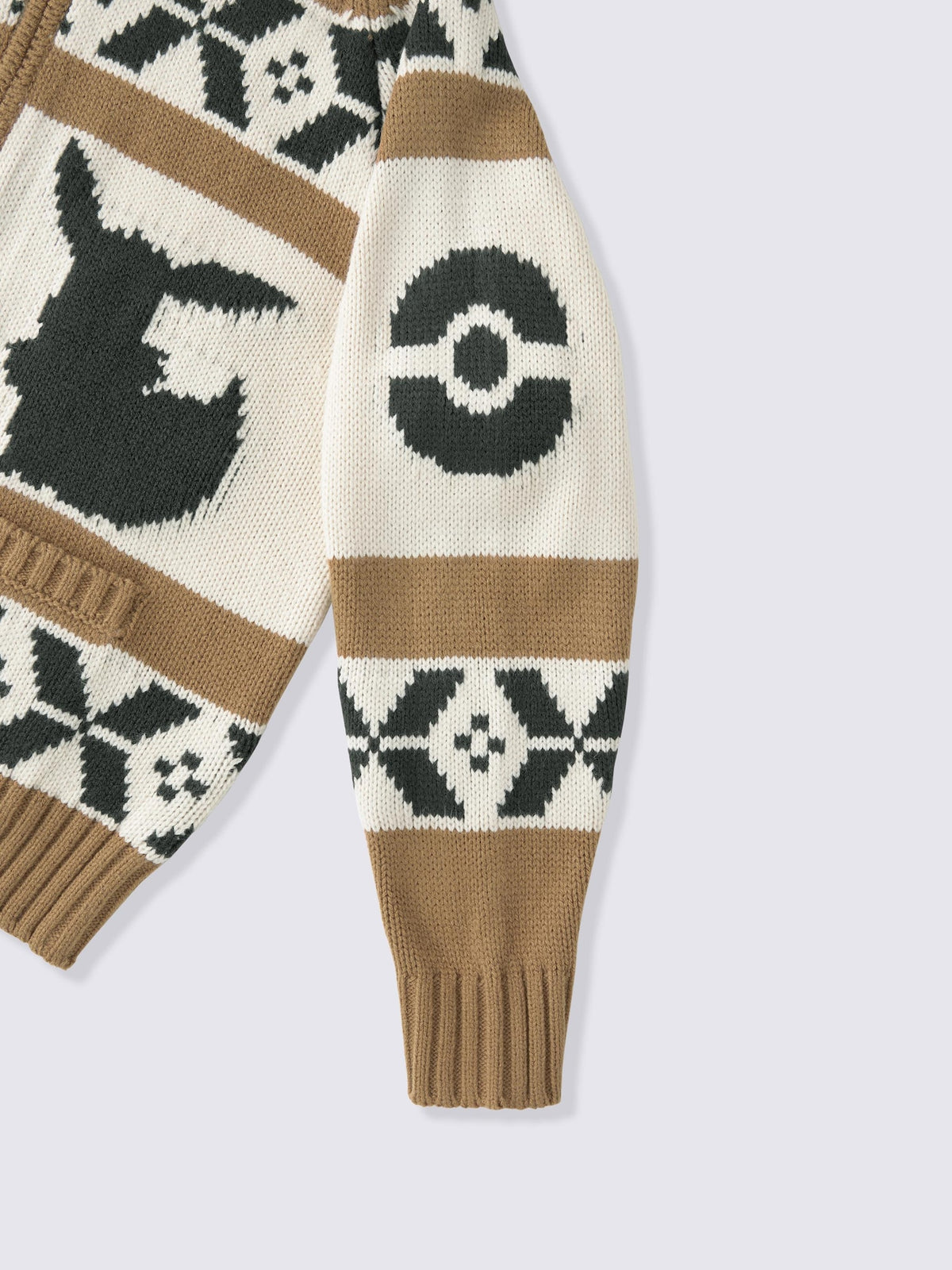 Pokemon x GU Eevee Full-Zip Knit Jacket — Brown — official view 3
