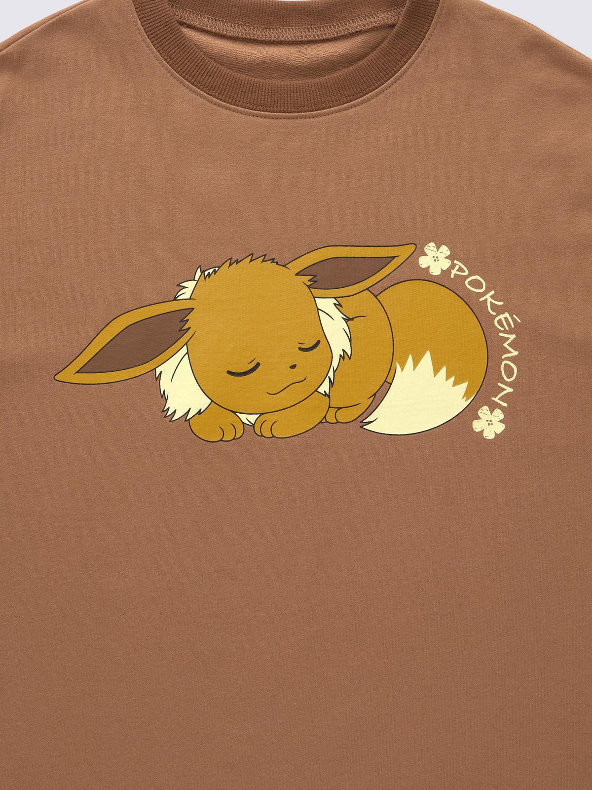 Pokemon x GU Eevee Kids Cotton Lounge Set — Brown — official view 2