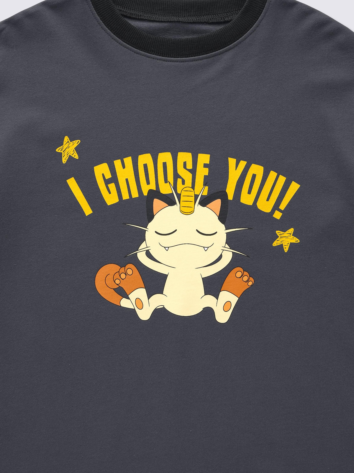 Pokemon x GU Meowth Kids Cotton Lounge Set — Dark Gray — official view 2