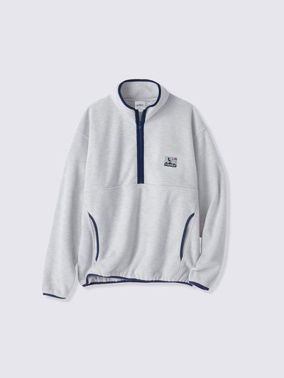 Pokemon x GU Mew Half-Zip Fleece Pullover — Light Gray — official view 4