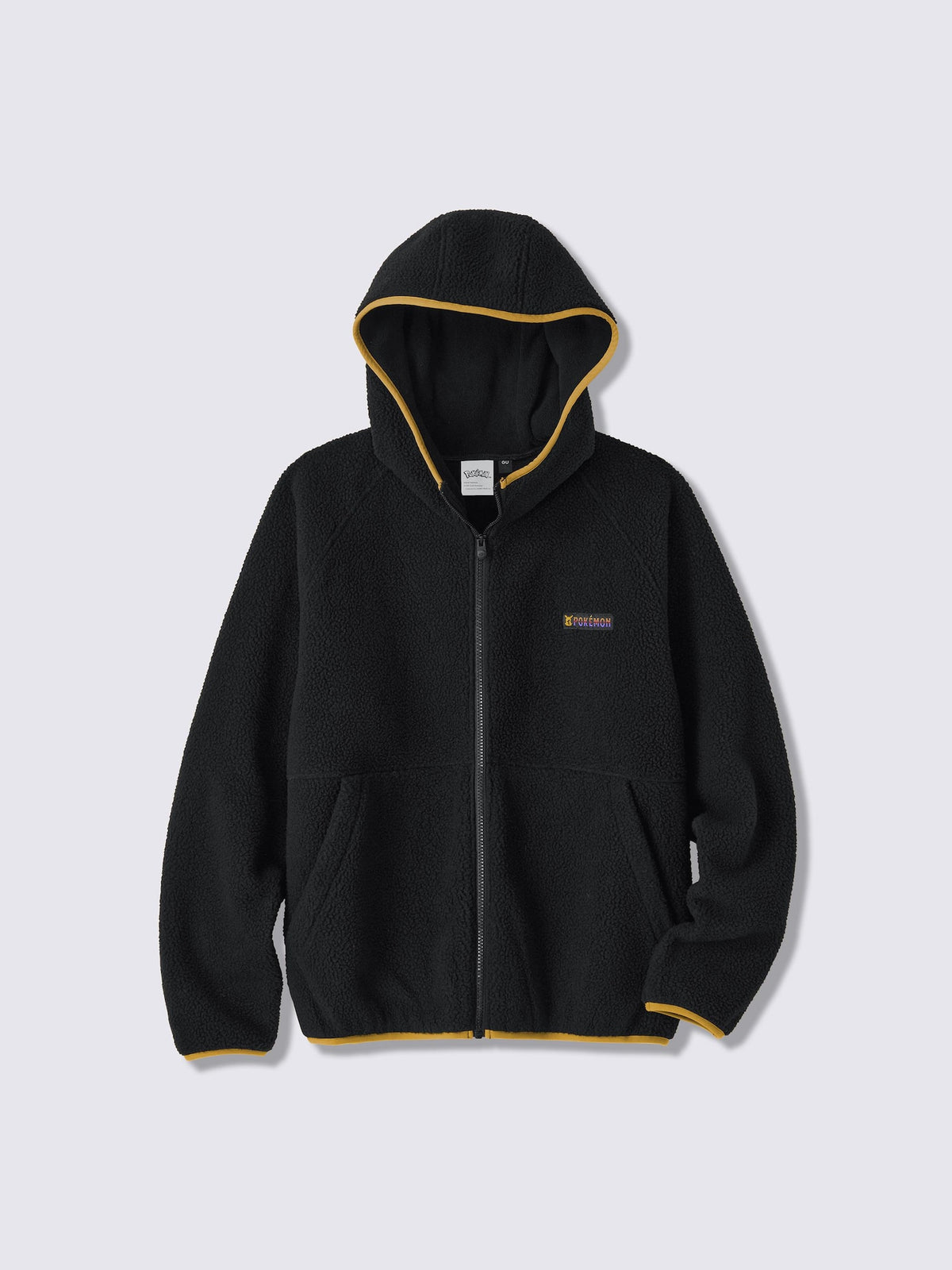 Pokemon x GU Pikachu Full-Zip Fleece Hoodie — Black — official view 4