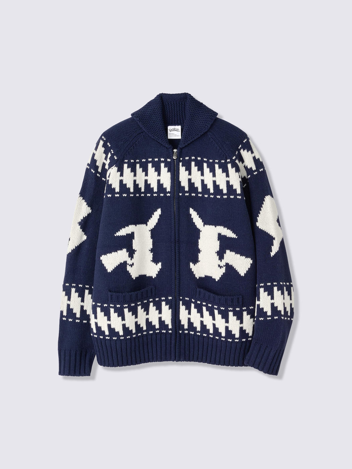 Pokemon x GU Pikachu Full-Zip Knit Jacket — Navy — official view 4