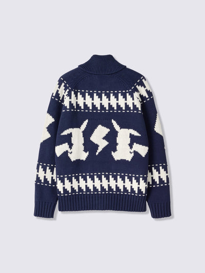 Pokemon x GU Pikachu Full-Zip Knit Jacket — Navy — official view 5