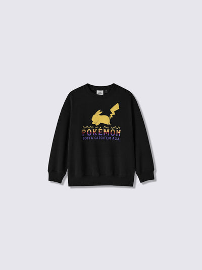 Pokemon x GU Pikachu Kids Sweatshirt — Black — official view 4