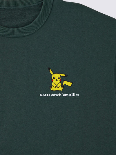 Pokemon x GU Pikachu Long-Sleeve Lounge Set — Dark Green — official view 2