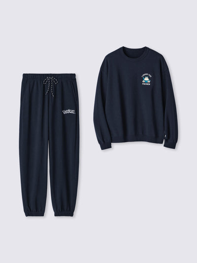 Pokemon x GU Snorlax Long-Sleeve Lounge Set — Navy — official view 5