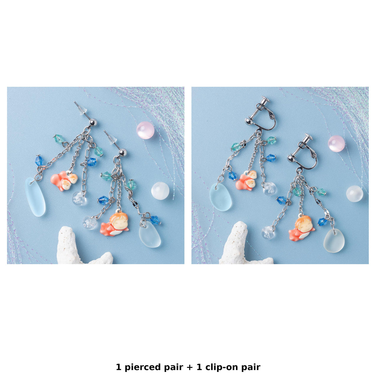 Ponyo Dangling Earrings (2 Types) - Complete Set