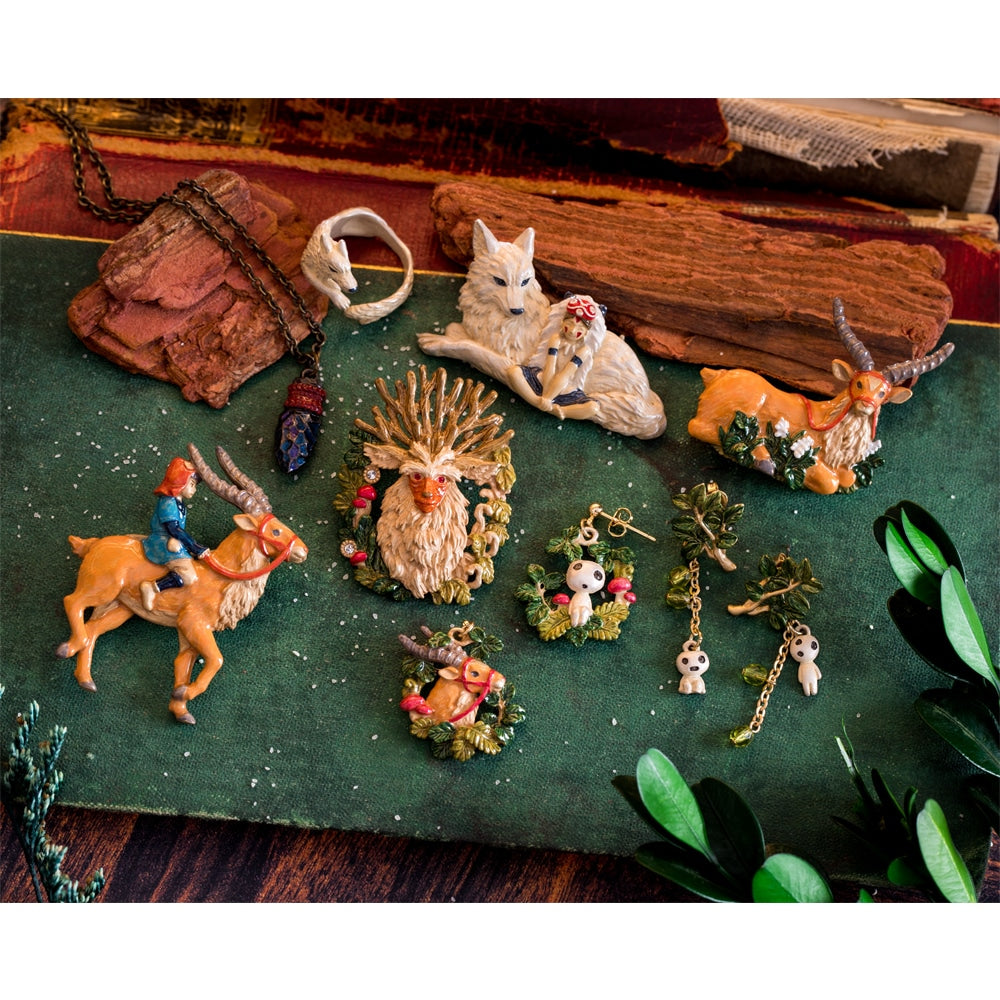 Princess Mononoke Yakul and Kodama Clip-On Earrings - official view 6