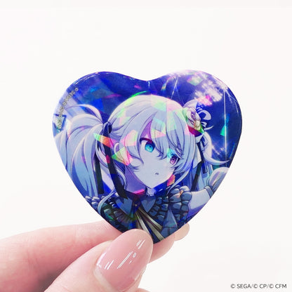 H/Art Collection heart badge size and holographic finish example featuring Hatsune Miku