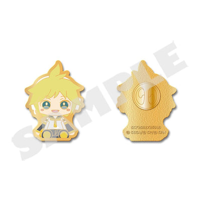 Project Sekai My Sekai Kagamine Len pin badge, front and back views