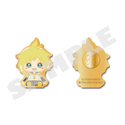 Project Sekai My Sekai Kagamine Len pin badge, front and back views