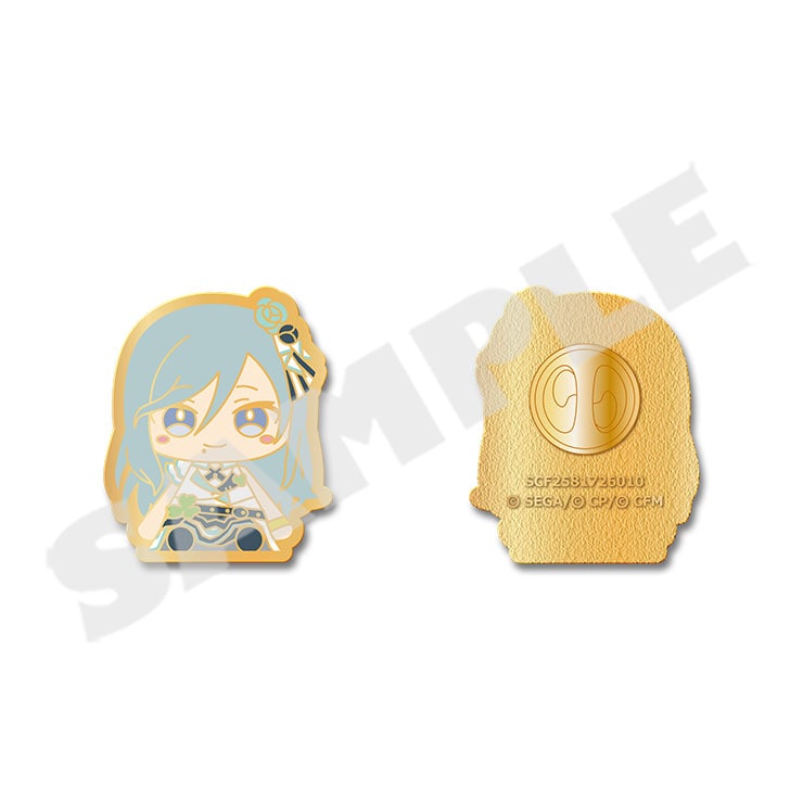 Project Sekai My Sekai Shizuku Hinomori pin badge, front and back views