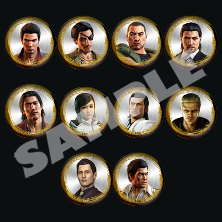 Yakuza Premium Select Vol. 1 metal can badge designs