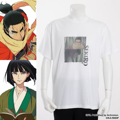 SEKIRO: NO DEFEAT SuperGroupies Wolf and Kuro White T-shirt, official product photo 1