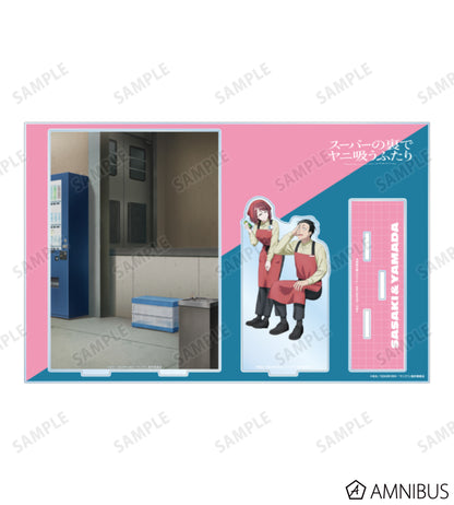 Sasaki & Yamada Acrylic Diorama Stand - official product view 2 - Smoking Behind the Supermarket with You