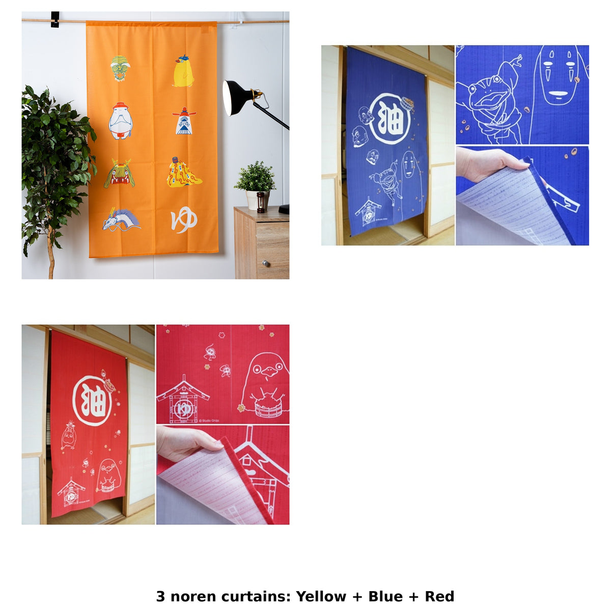 Spirited Away Bathhouse Noren Curtains (3 Types) - Complete Set