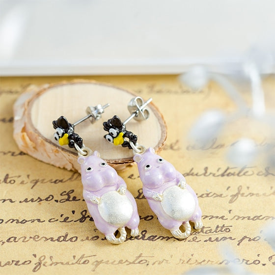 Spirited Away Boh Mouse and Fly-Bird Pierced Earrings - official view 1