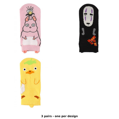 Spirited Away Character Sneaker Socks 23-25 cm (3 Types) - Complete Set - one pair of each design
