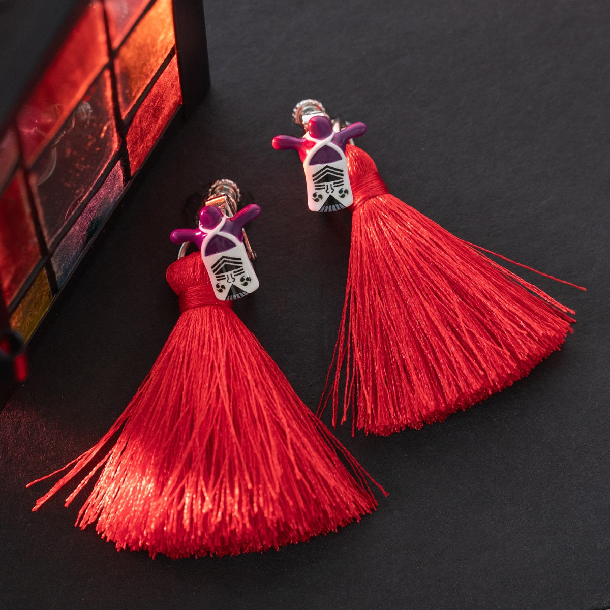 Spirited Away Kasuga-sama Tassel Earrings (2 Types) - Clip-On Pair - official view 7