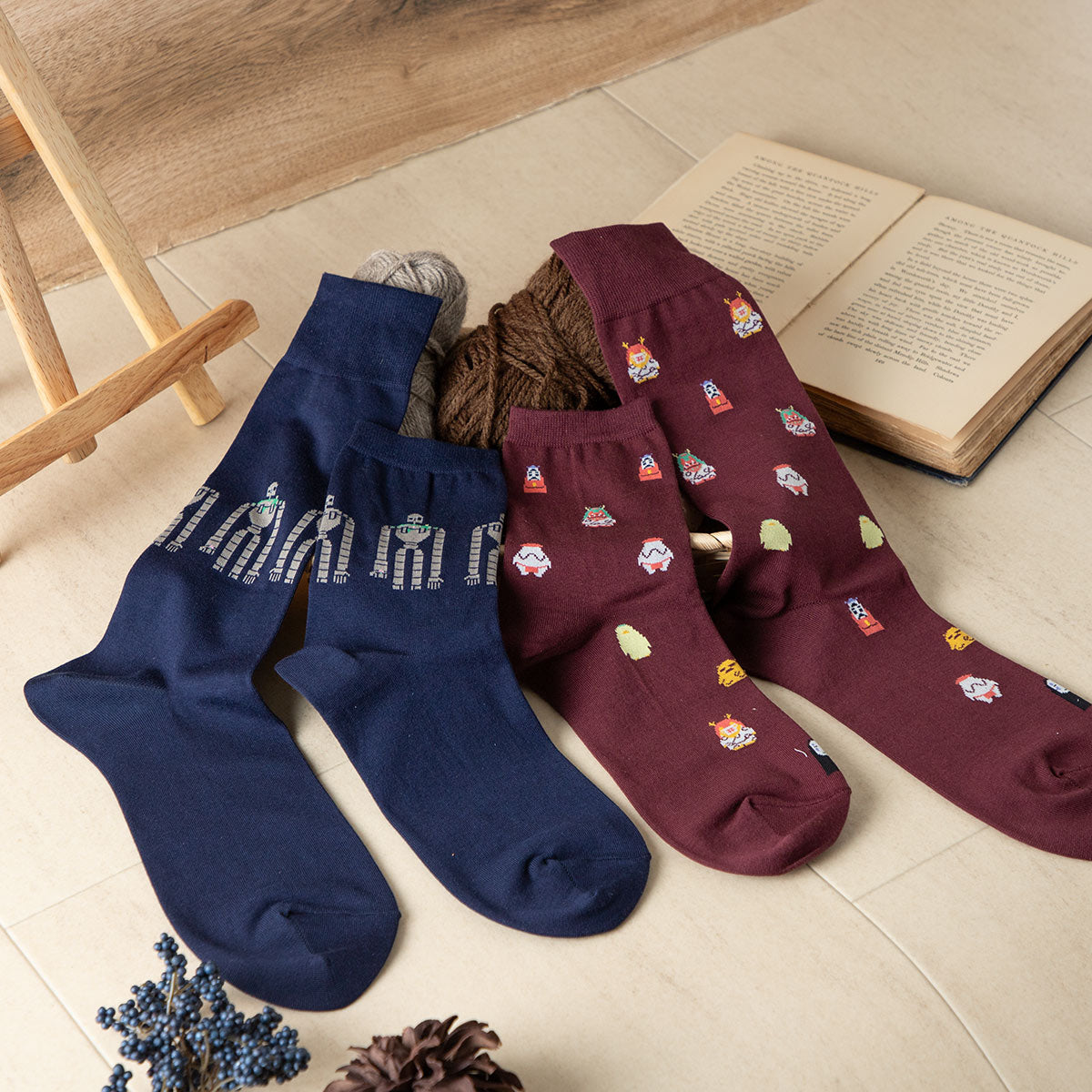 Spirited Away Socks - All-Over Pattern - Wine - official product view 5