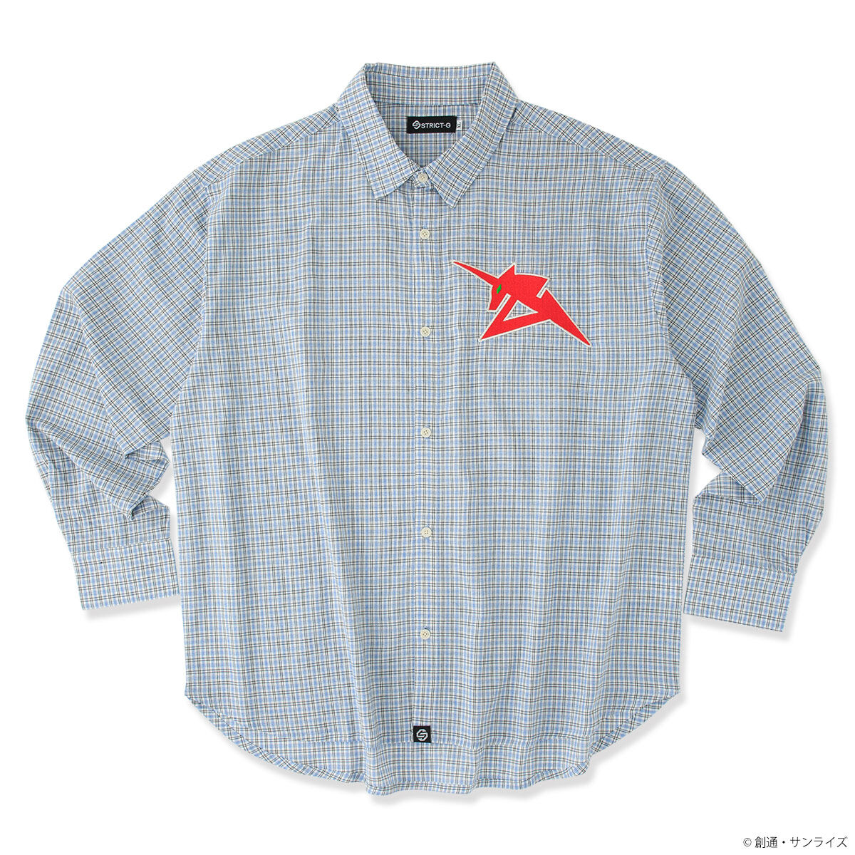 STRICT-G Amuro Ray blue check shirt - front view