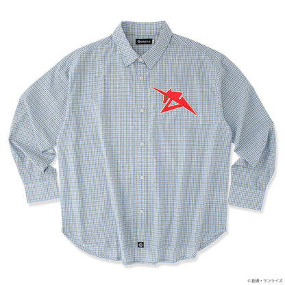 STRICT-G Amuro Ray blue check shirt - front view