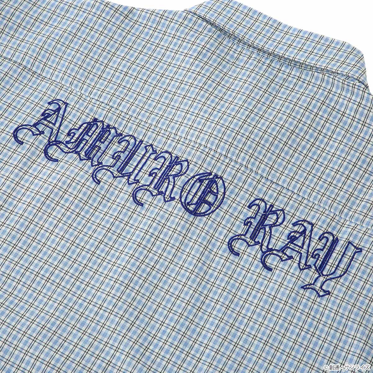 STRICT-G Amuro Ray blue check shirt - back embroidery detail