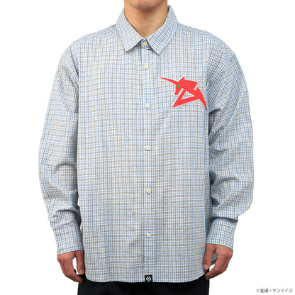 STRICT-G Amuro Ray blue check shirt - worn front view