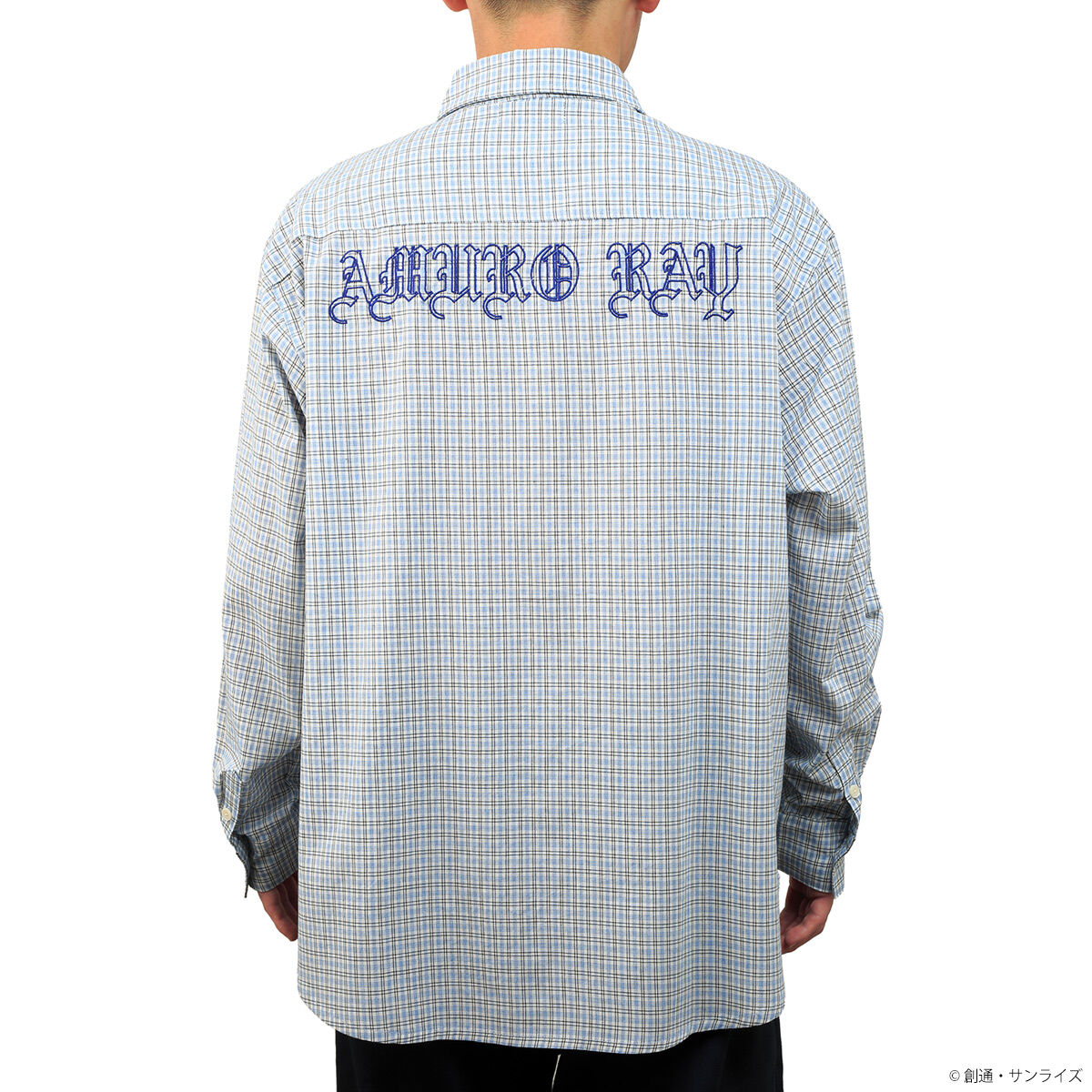 STRICT-G Amuro Ray blue check shirt - worn back view