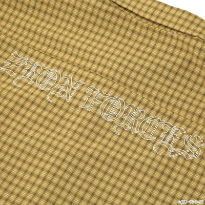 STRICT-G Principality of Zeon mustard check shirt - back embroidery detail
