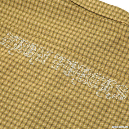 STRICT-G Principality of Zeon mustard check shirt - back embroidery detail