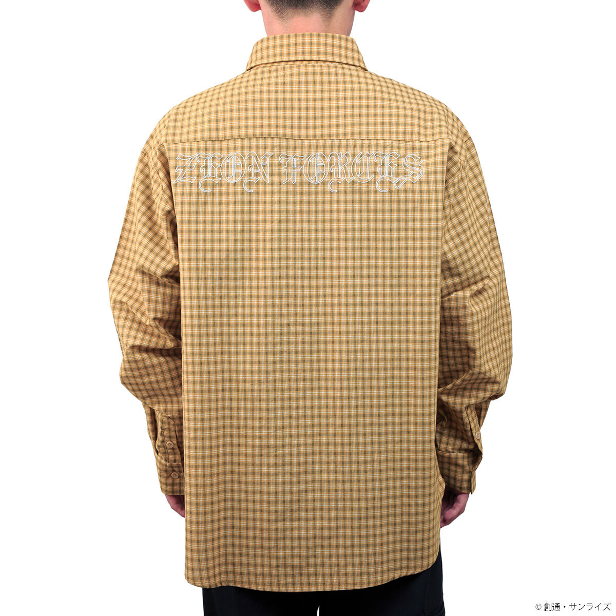 STRICT-G Principality of Zeon mustard check shirt - worn back view