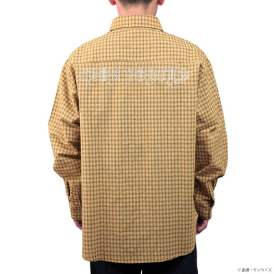 STRICT-G Principality of Zeon mustard check shirt - worn back view