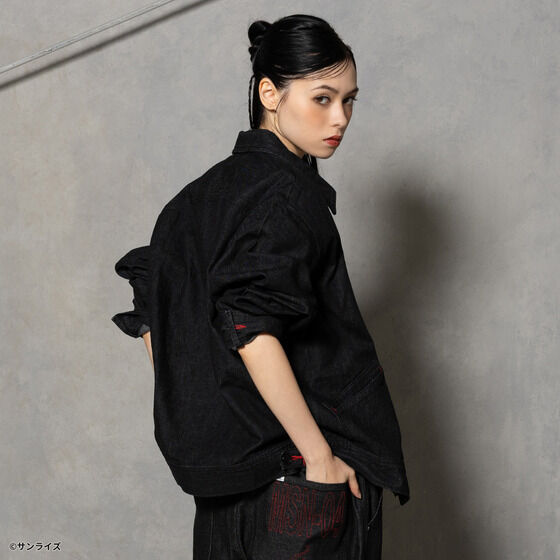 STRICT-G x Lee Gundam Char's Counterattack msn 04 91 b black denim jacket - official photo 11