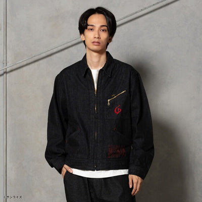 STRICT-G x Lee Gundam Char's Counterattack msn 04 91 b black denim jacket - official photo 5